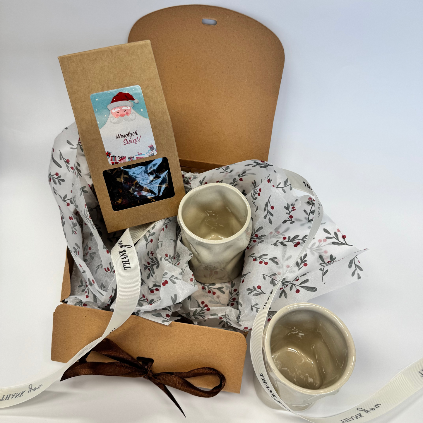 Zestaw świąteczny z czarkami beżowymi