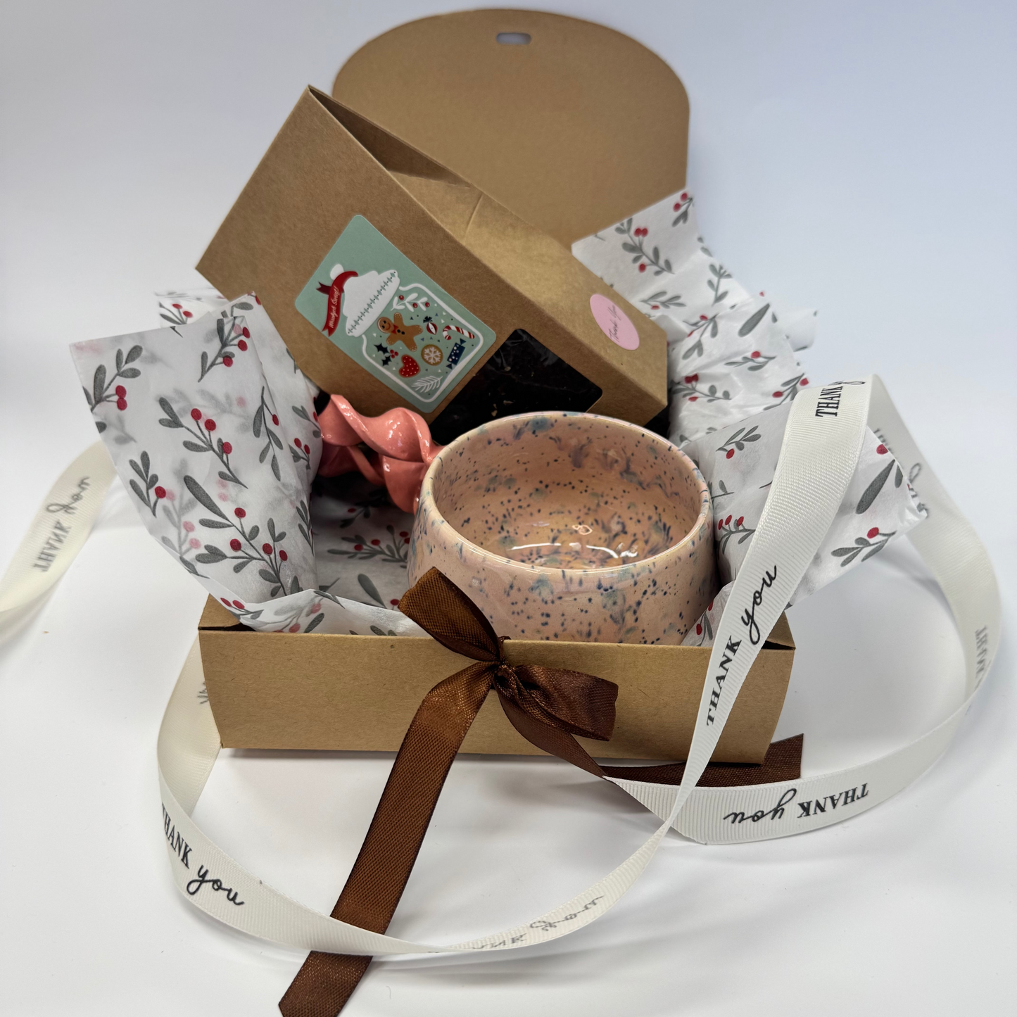 Zestaw Świąteczny z zakręconym różowym kubkiem