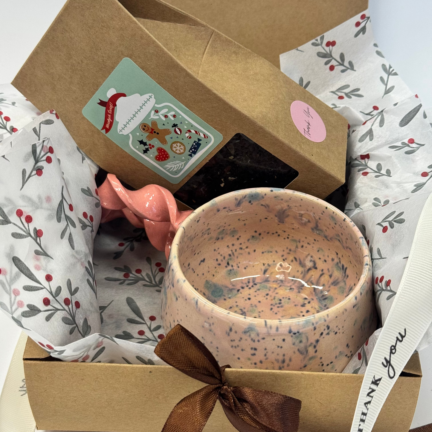 Zestaw Świąteczny z zakręconym różowym kubkiem